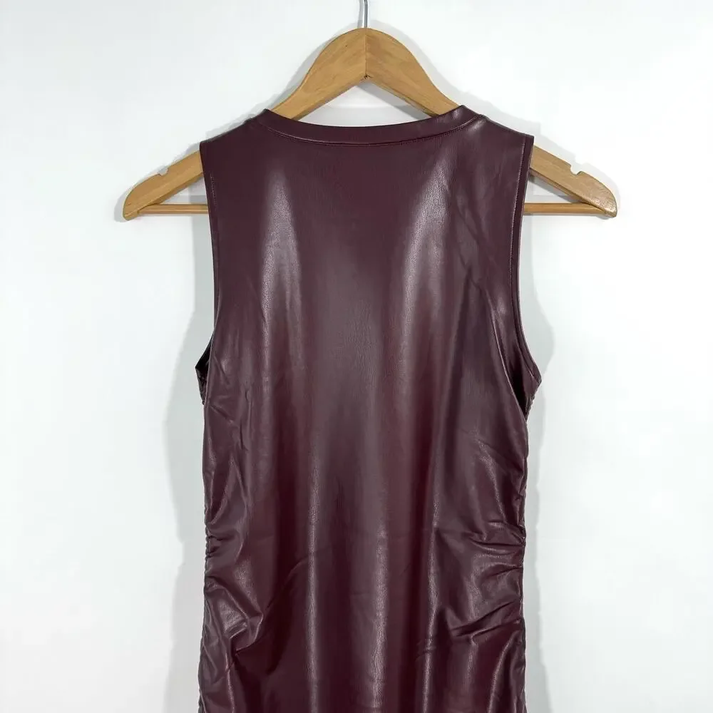 Steve Madden Women’s Size Medium Cordovan Rochester Faux Leather Mini Dress NWT - Picture 7 of 8